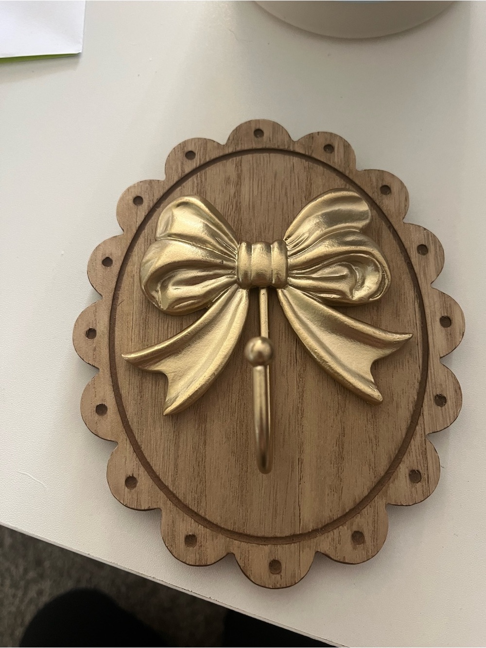 Hobby Lobby Gold Bow Wall Hook on Wood Plaque